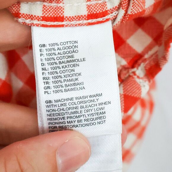 The North Face Men's Orange and White Gingham Button Down Shirt - Large - Picture 7 of 7